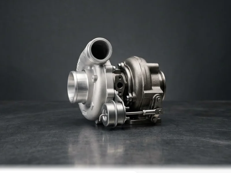Turbo compresseur Lancia en échange standard : petit turbo diesel à wastegate au carter de compresseur satiné