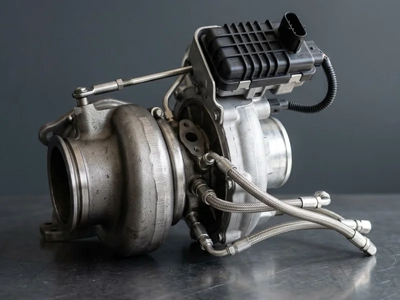 Turbo compresseur Land Rover en échange standard : turbo diesel de grosse cylindrée à géométrie variable et durites tressées