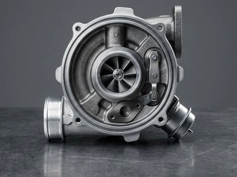 Skoda exchange turbocharger: small variable-geometry diesel turbo seen from above, wheel visible